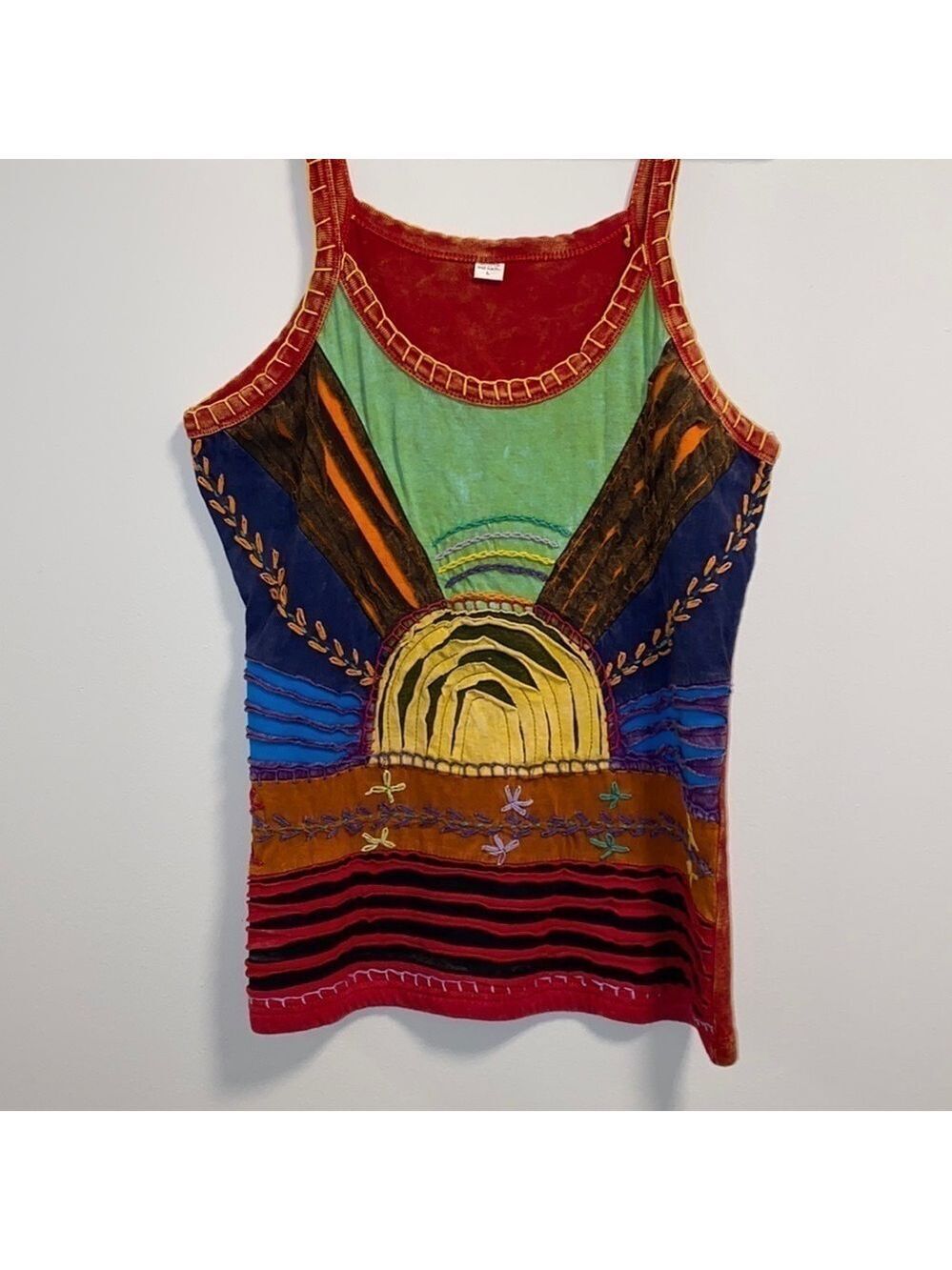 Nepal hippie rainbow textured tank top - Picture 1 of 4